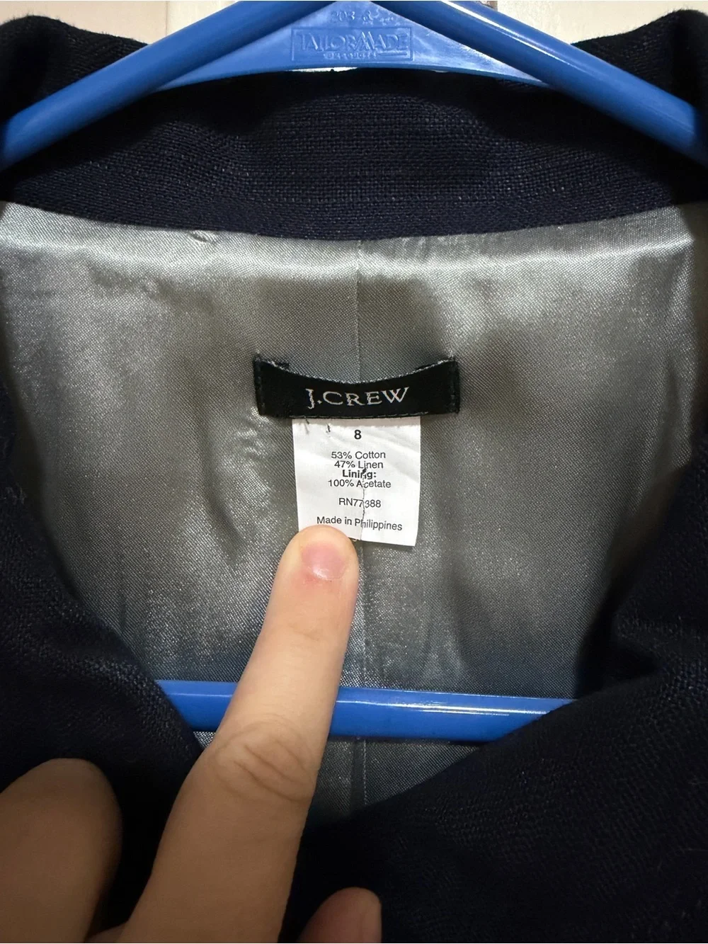 J. Crew Navy Asymmetrical Collar Blazer